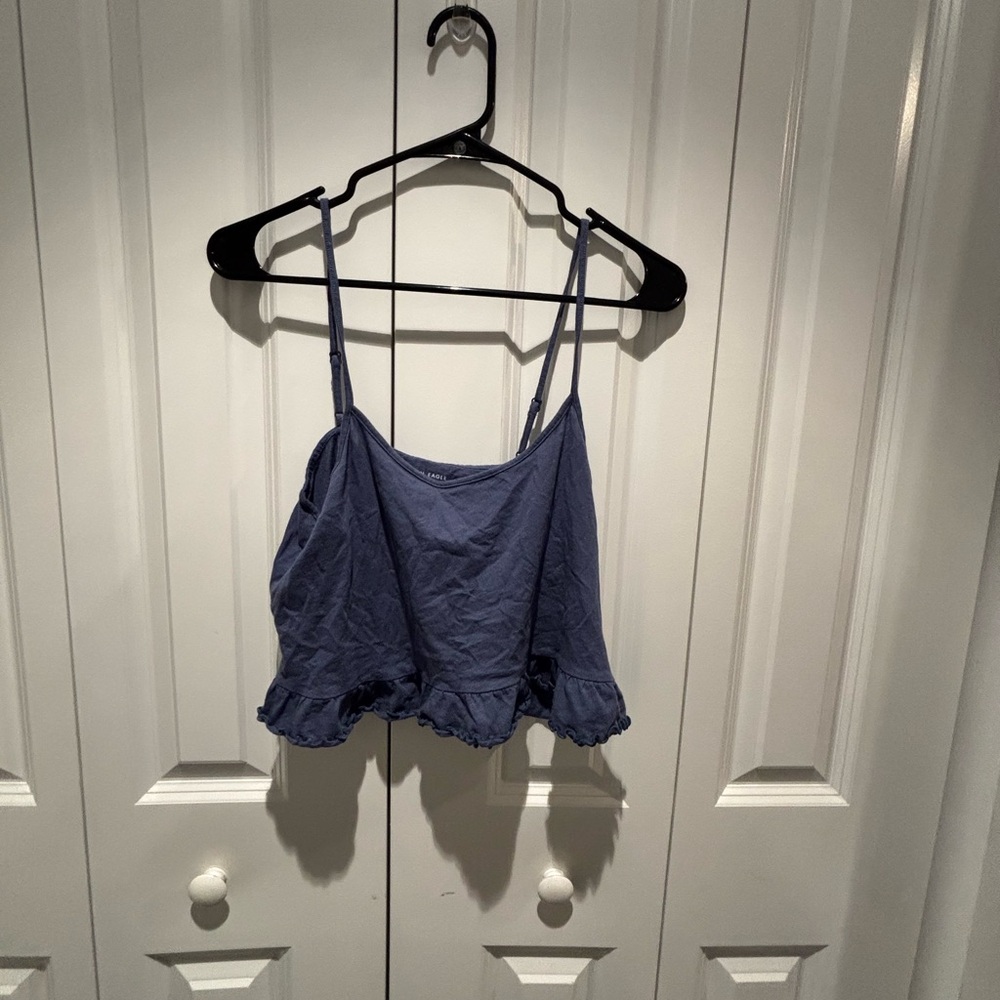 American Eagle Outfitters Blue Puff Sleeve Crop Top